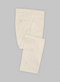 Light Beige Feather Cotton Canvas Stretch Pants