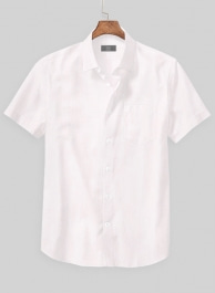 Soft Pink Herringbone Cotton Shirt - Half Sleeves