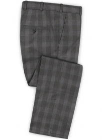Charcoal Mont Checks Flannel Wool Pants