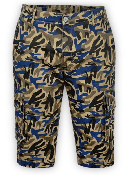 Blue Camo Cargo Shorts