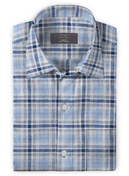 Roman Blue Power Linen Shirt - Full Sleeves
