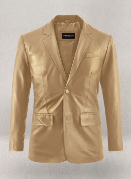 Soft Dark Beige Leather Blazer