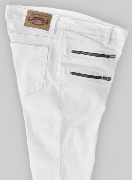 Twiggy Double Zipper White Stretch Jeans