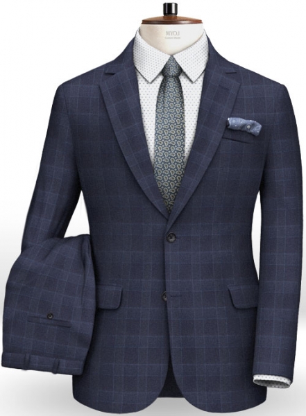 Navy Mont Checks Flannel Wool Suit