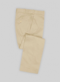 Beige Feather Cotton Canvas Stretch Pants