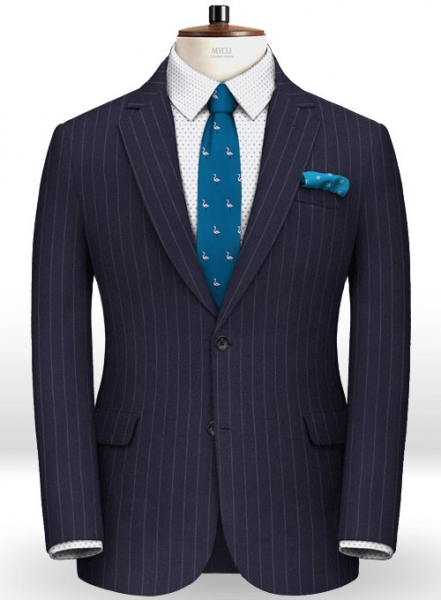 Blue Stripe Flannel Wool Jacket
