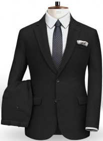 Caviar Twill Black Wool Suit