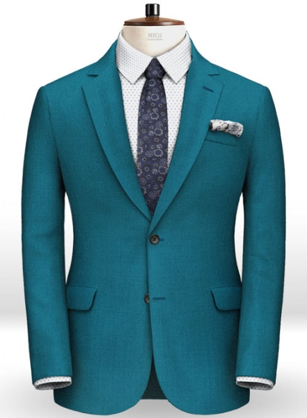 Teal Blue Wool Suit
