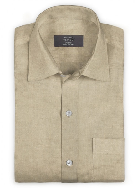 Pure Beige Linen Shirt - Full Sleeves