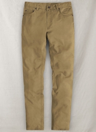 Tan Feather Cotton Canvas Stretch Jeans