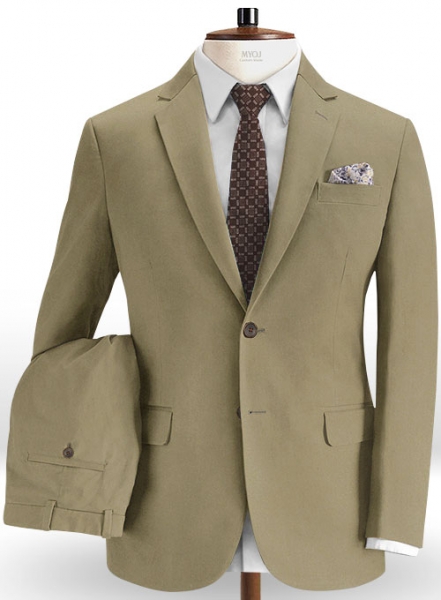 Summer Weight Stone Khaki Chino Suit