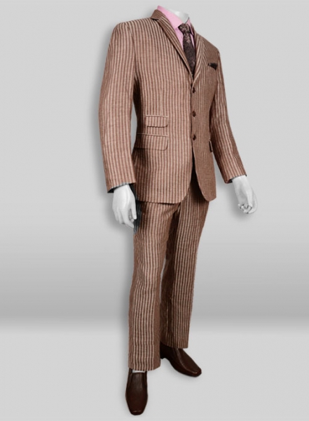 Italian Brown Stripe Linen Suit