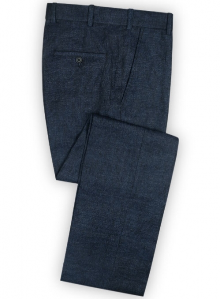 Italian Blue Khyber Linen Pants - 32R