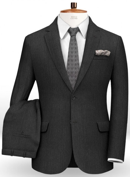 Herringbone Wool Charcoal Suit