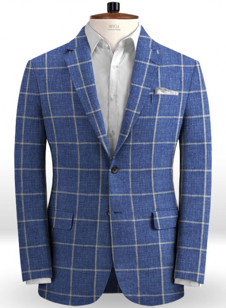 Solbiati Blue Windowpane Linen Suit