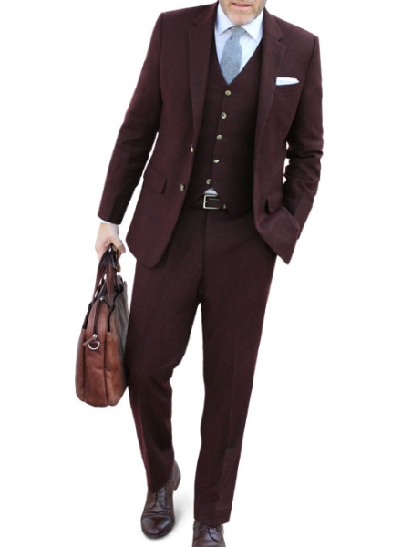 Light Weight Dark Maroon Tweed Suit
