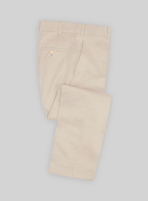 Beige Cotton Power Stretch Chino Pants