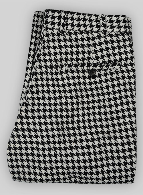 Big Houndstooth BW Tweed Pants - Click Image to Close