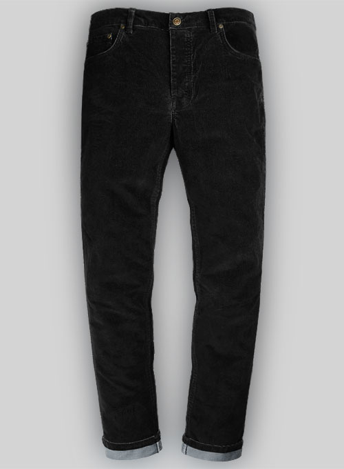 Slate Black Corduroy Stretch Jeans - Hard Wash - Click Image to Close