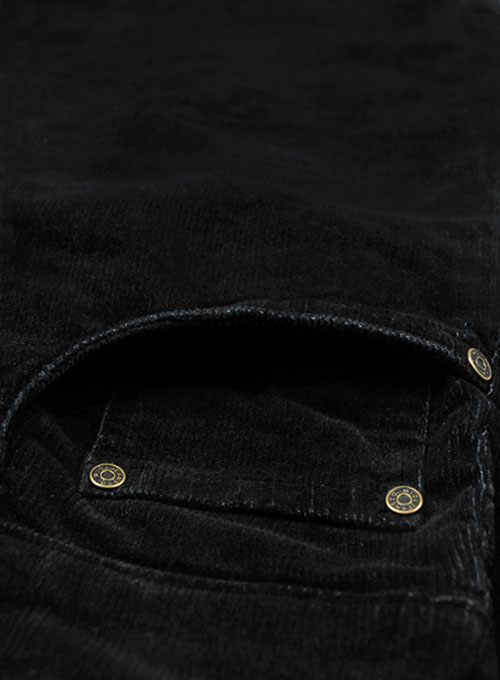 Slate Black Corduroy Stretch Jeans - Hard Wash