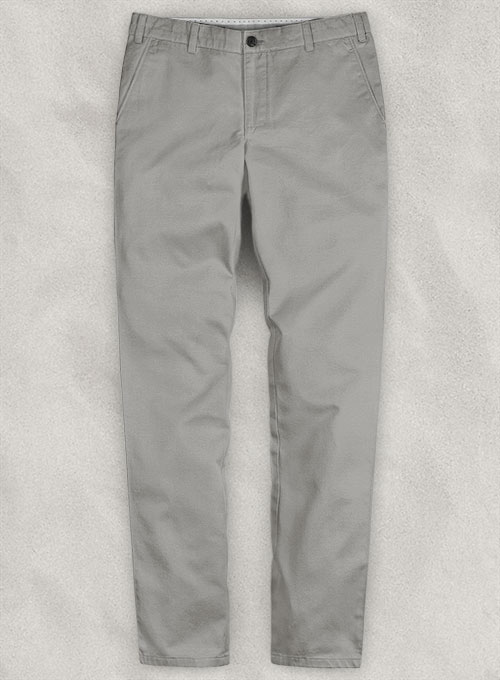 Gray Feather Cotton Canvas Stretch Chino Pants