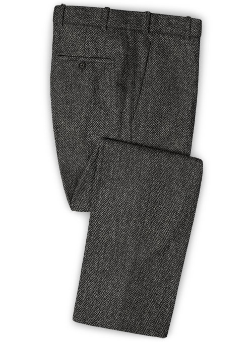 Harris Tweed Dark Gray Herringbone Pants