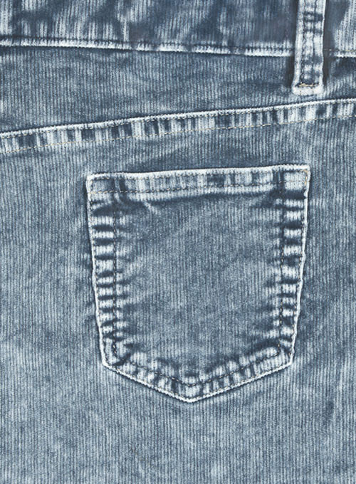 Indigo Corduroy Stretch Jeans - Blast Wash - Click Image to Close