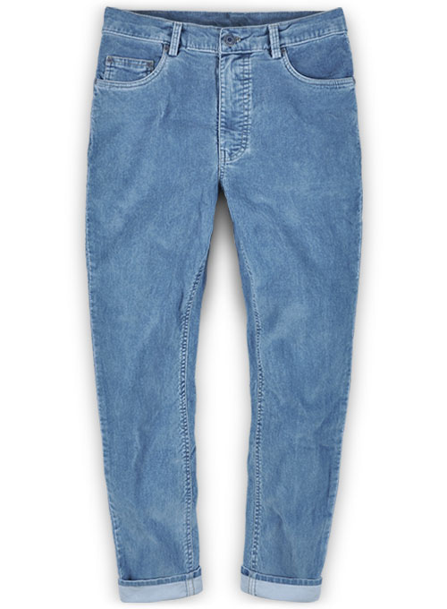 Indigo Corduroy Stretch Jeans - Light Blue - Click Image to Close