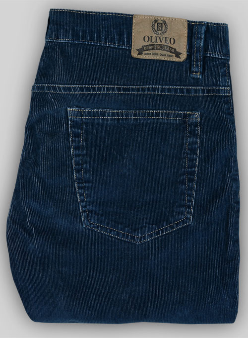 Indigo Corduroy Stretch Jeans - Hard Wash - Click Image to Close