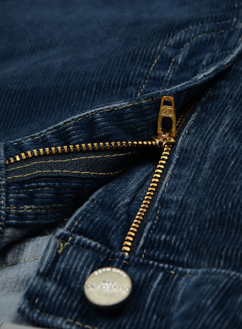 Indigo Corduroy Stretch Jeans - Hard Wash - Click Image to Close