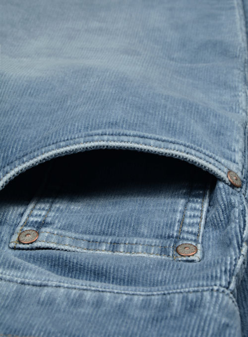 Indigo Corduroy Stretch Jeans - Stone Wash - Click Image to Close