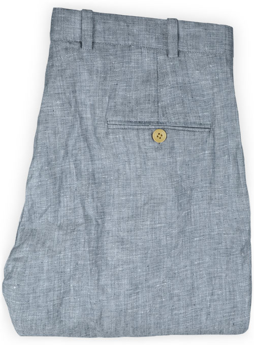 Italian Celeste Blue Linen Pants