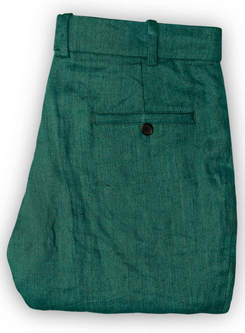 Italian Denim Green Linen Pants