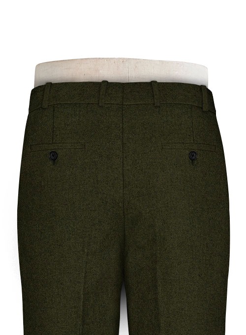 Light Weight Dark Green Tweed Pants - Click Image to Close