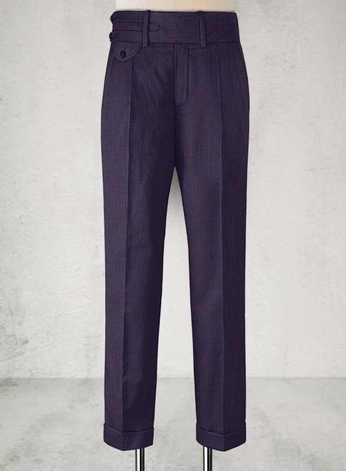 Napolean Eggplant Double Gurkha Wool Trousers