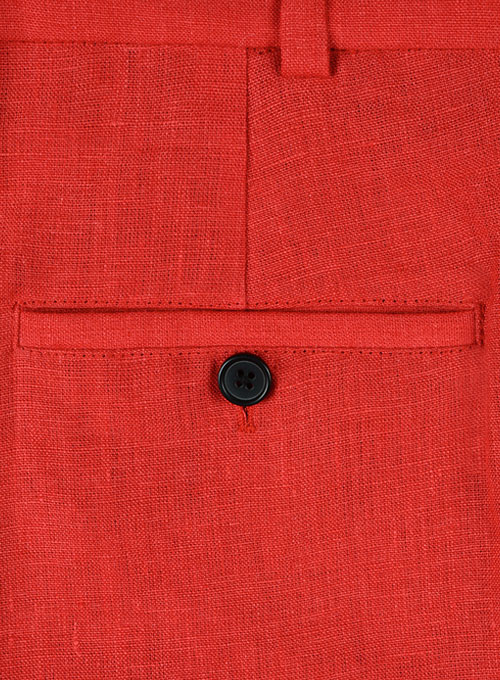 Pure Red Linen Pants