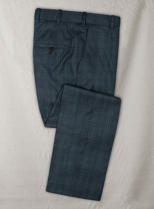 Reda Isle Blue Checks Wool Pants