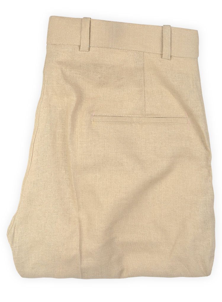 Tropical Beige Linen Pants