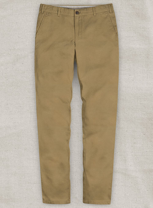 Tan Feather Cotton Canvas Stretch Pants