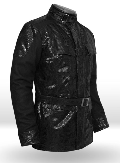 Snake Emboss Black Avengers Age of Ultron Leather Jacket - Click Image to Close