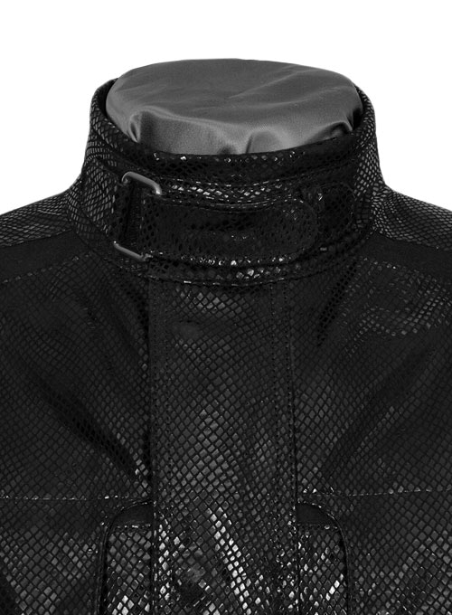 Snake Emboss Black Avengers Age of Ultron Leather Jacket - Click Image to Close