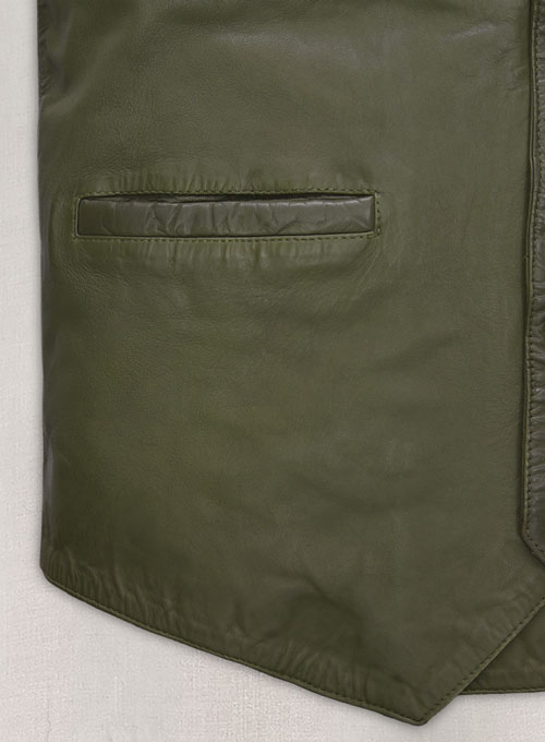 Basicallo Green Washed and Wax Leather Vest # 301