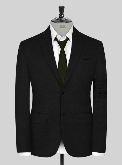 Black Merino Wool Black Bar Jacket