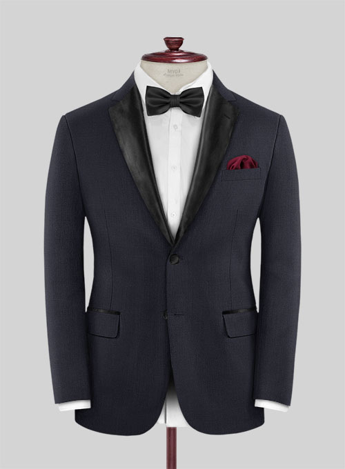 Blue Merino Wool Tuxedo Jacket