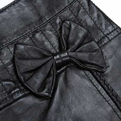 Black Buzz Leather Skirt - # 168 - L Mini