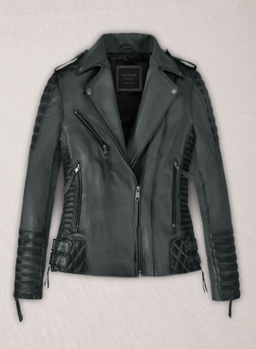 Charlotte Burnt Charcoal Leather Jacket