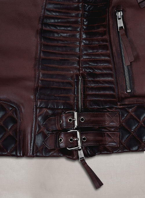 Charlotte Burnt Wine Leather Jacket