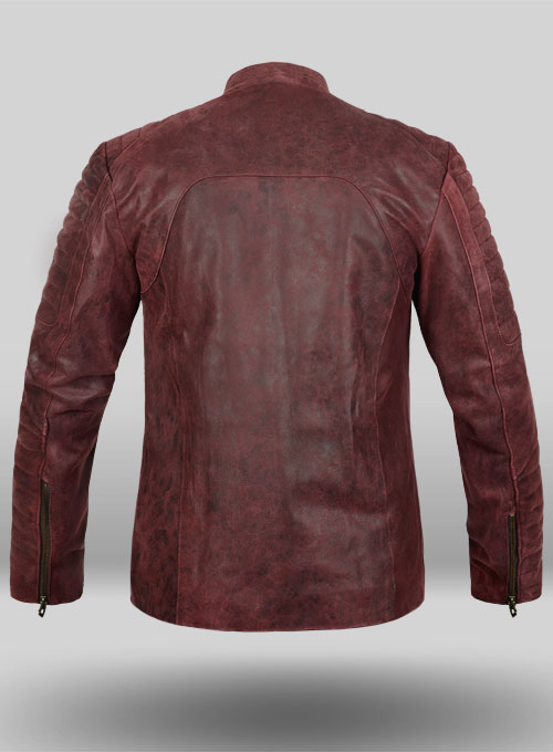 Dark Vintage Red Leather Jacket # 645 - Click Image to Close