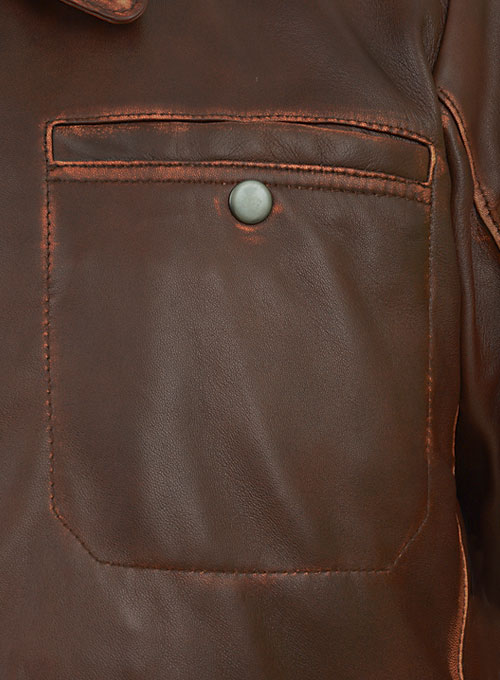 Espresso Rubbed Tan Leather Jacket - Click Image to Close