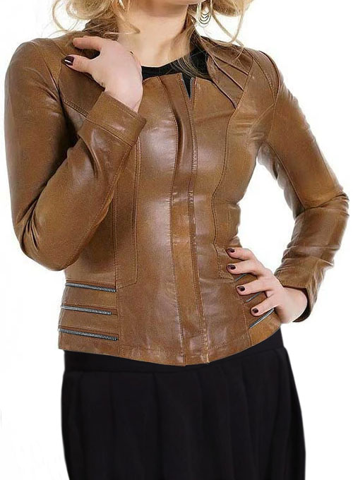 Fitted Leather Jacket # 521 - Click Image to Close